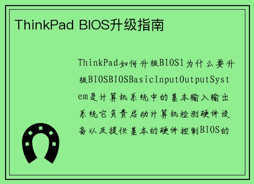 ThinkPad BIOS升级指南
